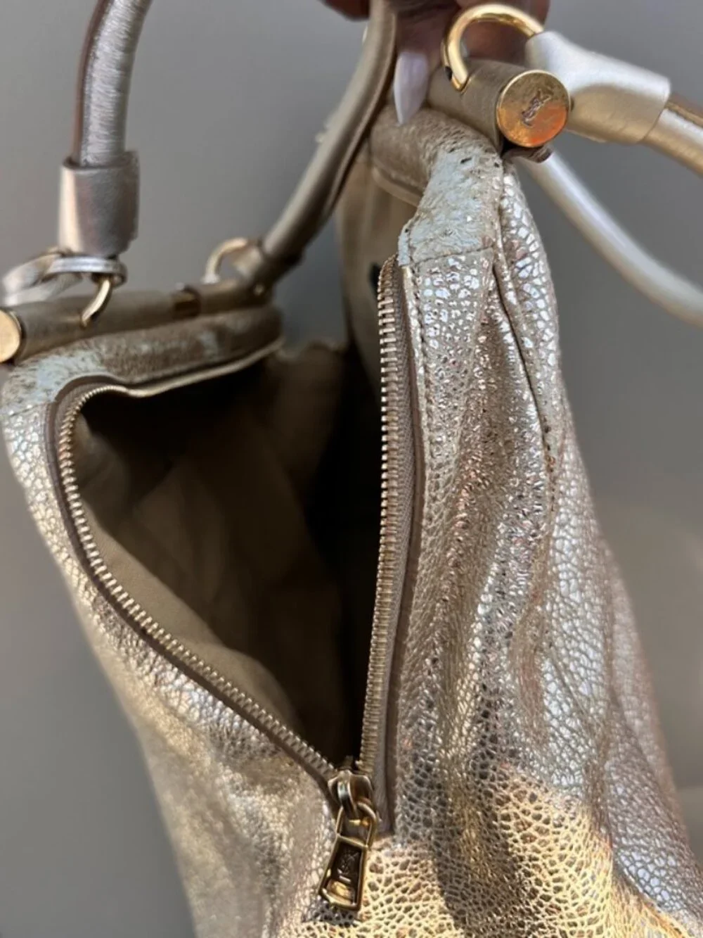 Y2K Authentic Yves Saint Laurent- Rive Gauche Gold Metallic Marjorelle Handbag